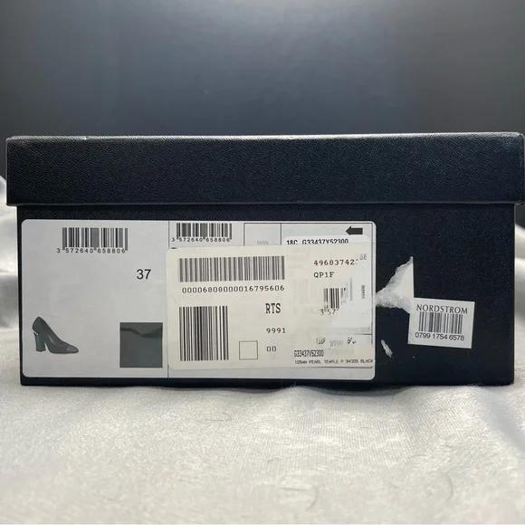 Chanel Black Suede CC Pumps with Pearl-Trim - Picture 6 of 6